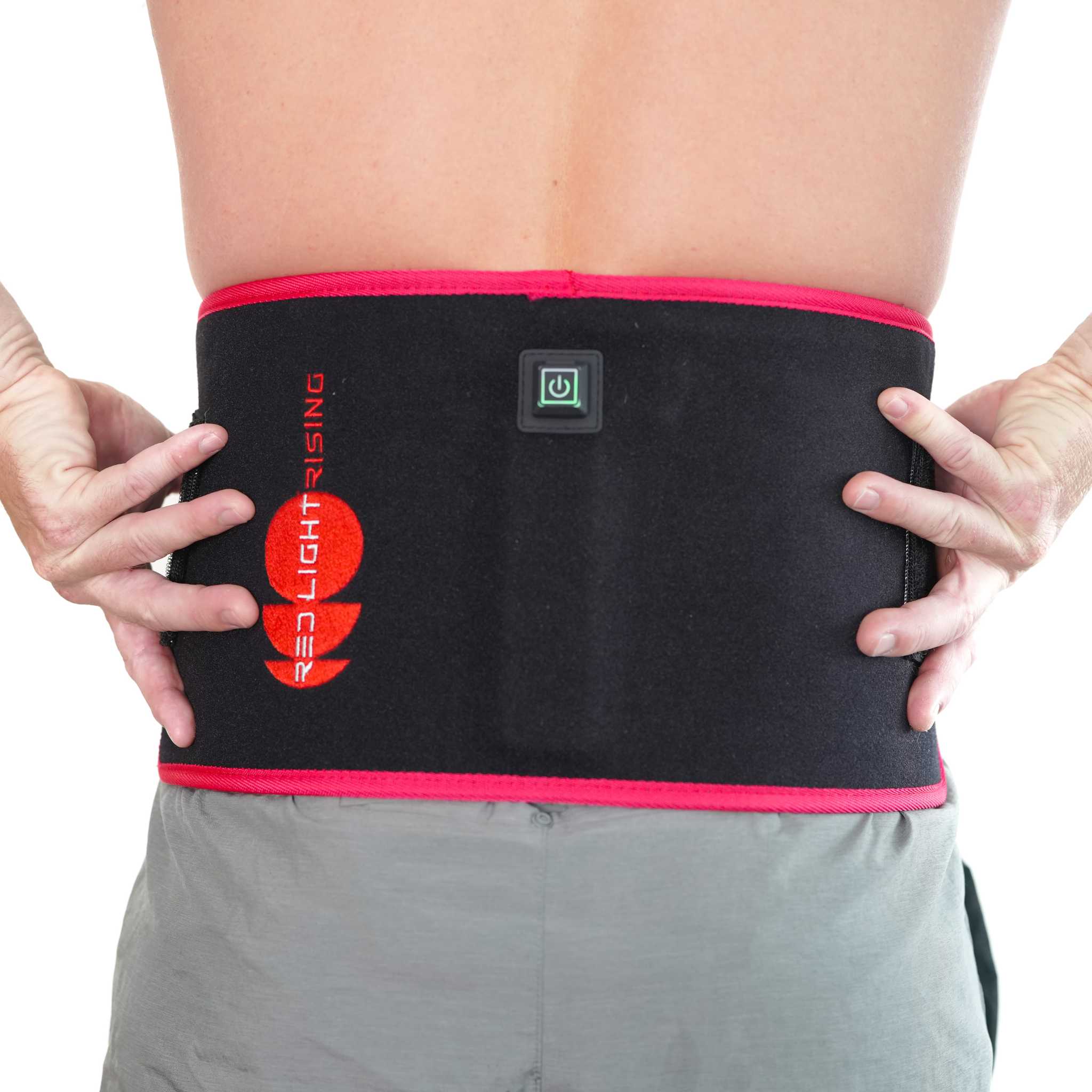 Lower back pain relief with flexible red light therapy pad